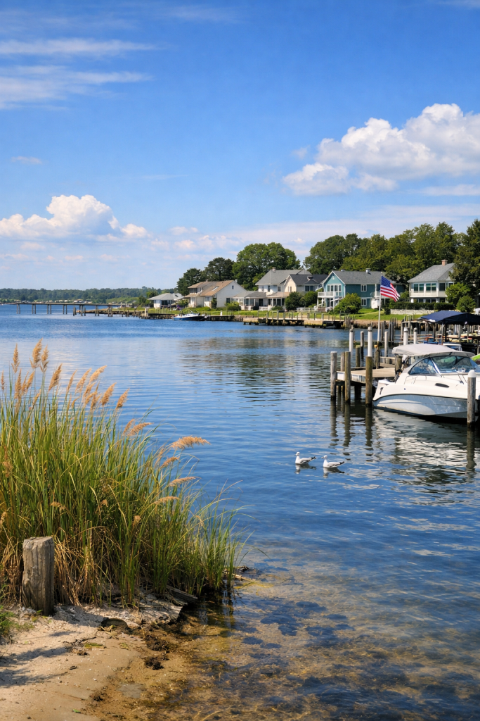 Waterfront view in Mastic Beach NY near Moriches Bay on Long Island’s South Shore