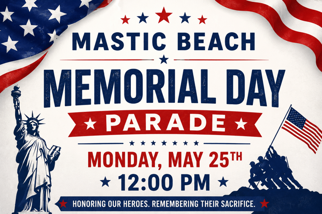Mastic Beach Memorial Day Parade 2026 date time and start location in Mastic Beach NY